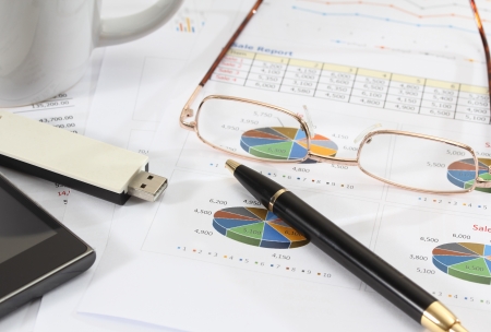 image of financial report and graphics for businessの写真素材
