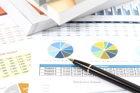 image of financial report and graphics for businessの写真素材