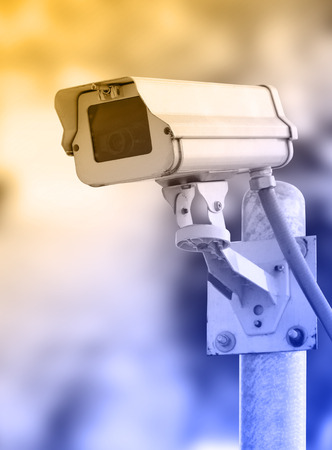 Closeup image of CCTV security camera outdoor at gardenの写真素材
