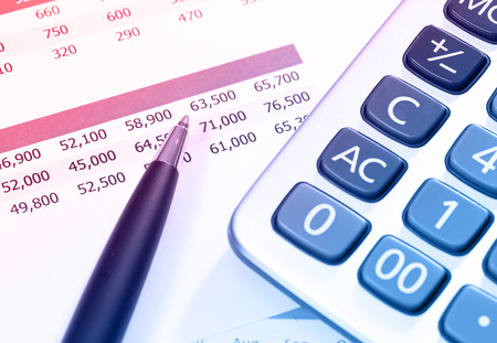 image of financial report and graphics for businessの写真素材