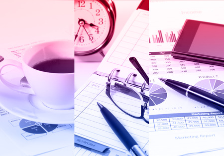 image of financial report and graphics for businessの写真素材
