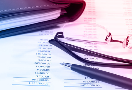 image of financial report and graphics for businessの写真素材
