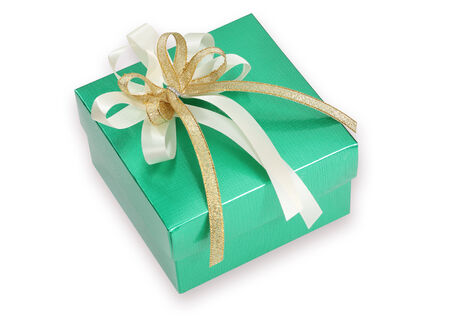 closeup image of green gift and little gift for christmas and celebrationの写真素材