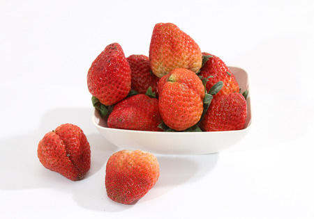 image of fresh red strawberry on plateの写真素材