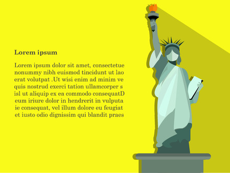 concept design of vector,statue of liberty on yellow background,cute design of statue of liberty,statue holding fire.のイラスト素材