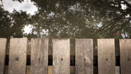 balcony on waterの写真素材