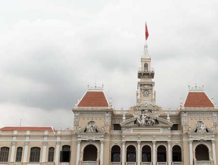 Roof top, ho chi minh city town hall, Vietnamの写真素材
