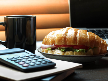 Sandwich on Deskの写真素材
