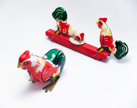 Tin Toys Colorful Chickenの写真素材