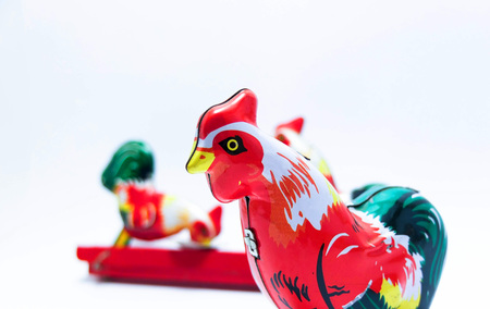Tin Toys Colorful Chickenの写真素材