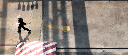 engineer walking in factoryの写真素材