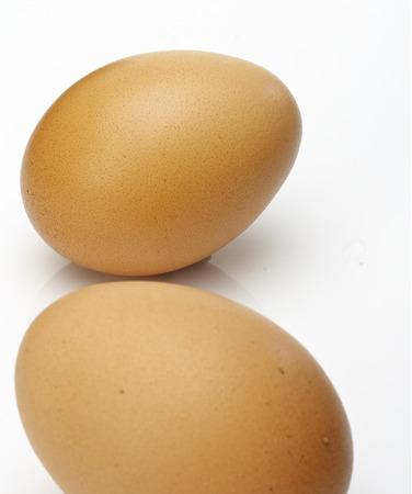 Eggs on it on a white background.の写真素材