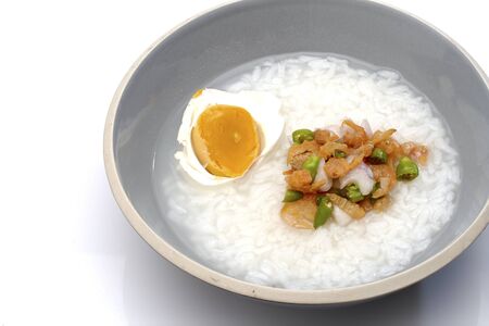 gruel and salted  a white background backの写真素材