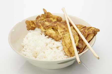 Delicious rice with Omeletの写真素材