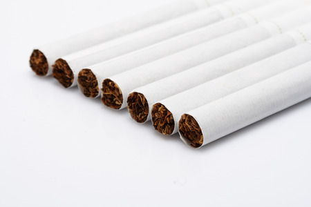 Cigarette on a white backgroundの写真素材