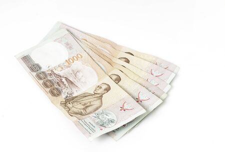 One thousand Thai bank note isolated on white background