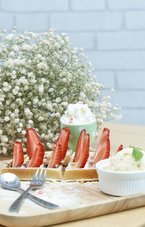 Strawberry Waffleの写真素材