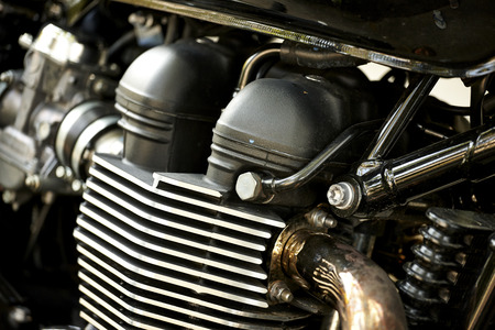 Motorcycle engine close-up detail background