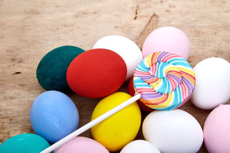 multicolored lollipops and easter egg