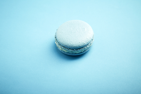 Blue top view of tasty macaroonの写真素材