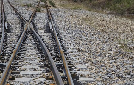 Railroad tracks crossing of a Public Thai Train Railway