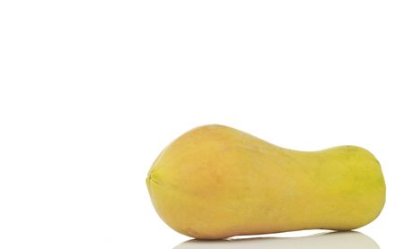 ripe papaya isolated on a white backgroundの写真素材