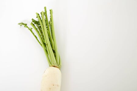 fresh radish isolated on white backgroundの写真素材