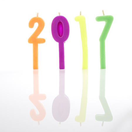 Candles  2017 candles numbers in white background, new year concept