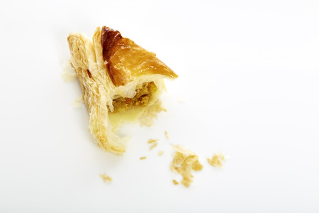 Chicken pie on white backgroundの写真素材