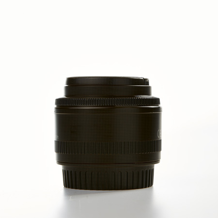 Lens of the photo objective on white backgroundの写真素材