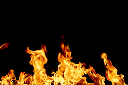 Fire flames collection isolated on black background