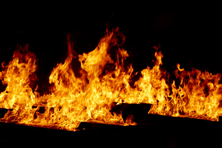 Fire flames collection isolated on black background