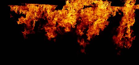 Fire flames collection isolated on black background