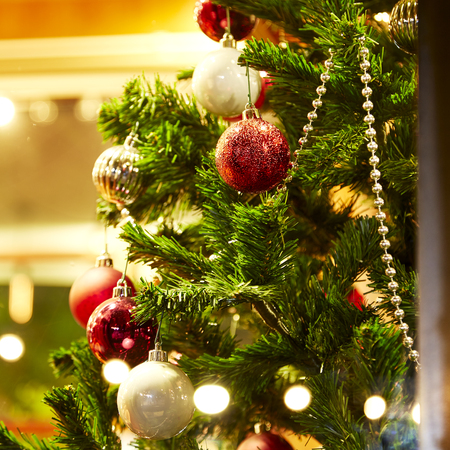 Christmas tree decorations in the house to the New Year.の写真素材