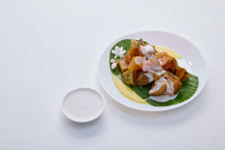 Delicious Pumpkin in syrup for Thai sweet and dessert food concept