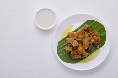 Delicious Pumpkin in syrup for Thai sweet and dessert food conceptの写真素材