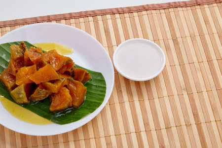 Delicious Pumpkin in syrup for Thai sweet and dessert food conceptの写真素材