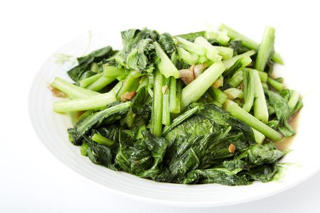 Thai food Bok Choy Green Vegetables Stir Fry with Garlicの写真素材