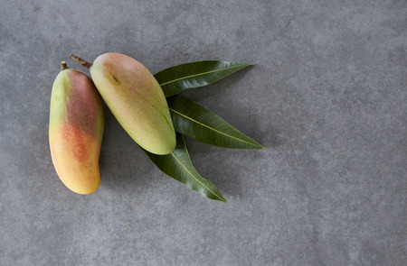 Fruit thai mango on wooden background, minimalの写真素材