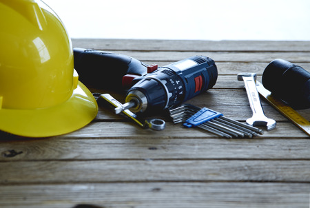 Construction tools with copy space for Labor day