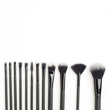Set of makeup brushes on white background. Beauty conceptの写真素材