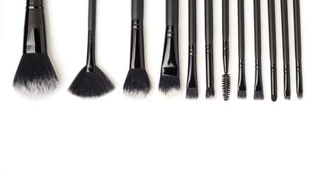 Set of makeup brushes on white background. Beauty conceptの写真素材