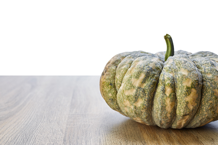 Thai vegetable green pumpkin on wooden boardの写真素材
