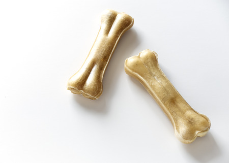 Dog foof Bone from cartilage for dogs on white background, Bones flat