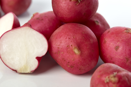 Close-Up Of Radish Over White Backgroundの写真素材