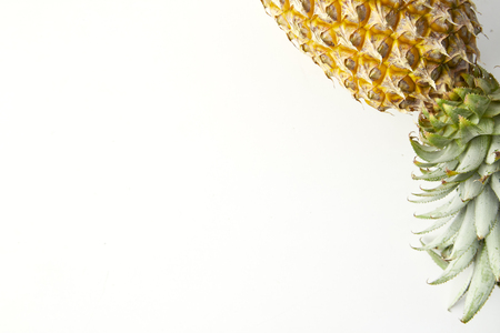 Fresh tropical ripe pineapple fruit isolated on white backgroundの写真素材