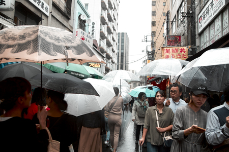 TOKYO JAPAN, Sep 21 ,2018, People holding umbrellas the street in the city, Tokyo in Japanのeditorial素材