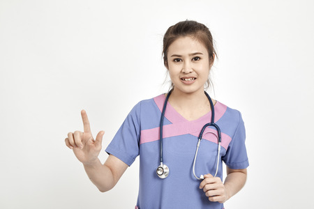 Asian beautiful young female medical doctor portrait , Modern medical concepts in online format.の写真素材