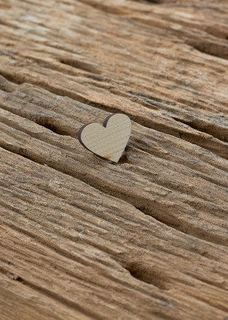 Heart on a wooden board. Valentine's Day greeting card. , Empty copy spaceの写真素材