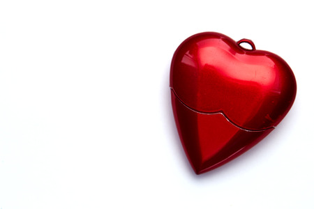 Red Heart shape love flash drive valentines day  festival, The concept of happy memoriesの写真素材